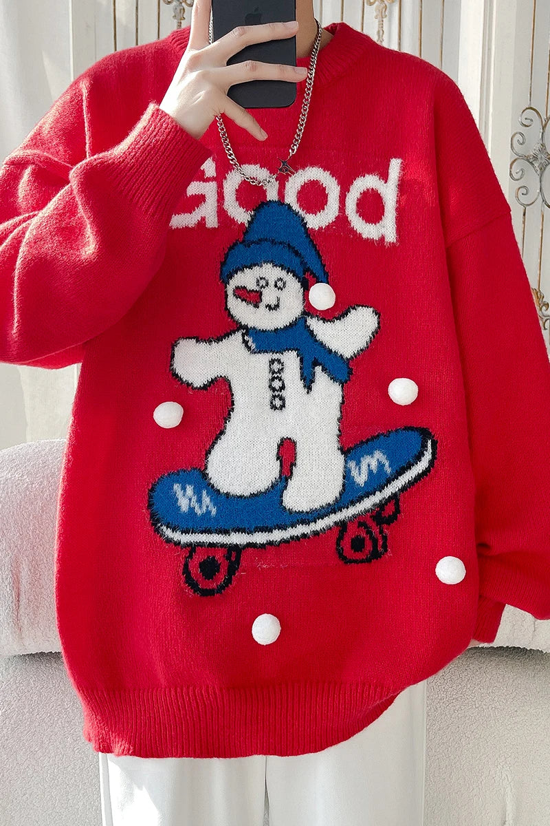 Threebooy Printed Sweater Male Jumper Men's Winter Sweater Pullover Knit Christmas Luxury Clothing Knitwear New in Sweaters Clothes