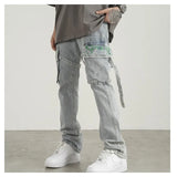 Threebooy Embroidered Jeans Vintage Trendyol Men Casual Pants Hip Hop Trousers Y2k Jean Flared Woman Baggy Man Streetwear Harajuku Men's