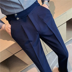 Threebooy British Style Autumn New Solid Business Casual Suit Pants Men Formal Pants High Quality Slim Fit Office Trousers Pantalon 29-36