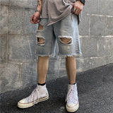 Threebooy Ripped Denim Shorts for Men Summer Ins Fashion Five-Point  Vintage Jeans Streetwear Male Trousers Casual Bottoms Plus Size