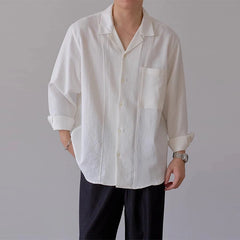 Threebooy New Trend Men Luxury Business Shirts Casual Striped Long Sleeve Cardigan Tops Japanese Style Fashion Leisure Commuter Blouse