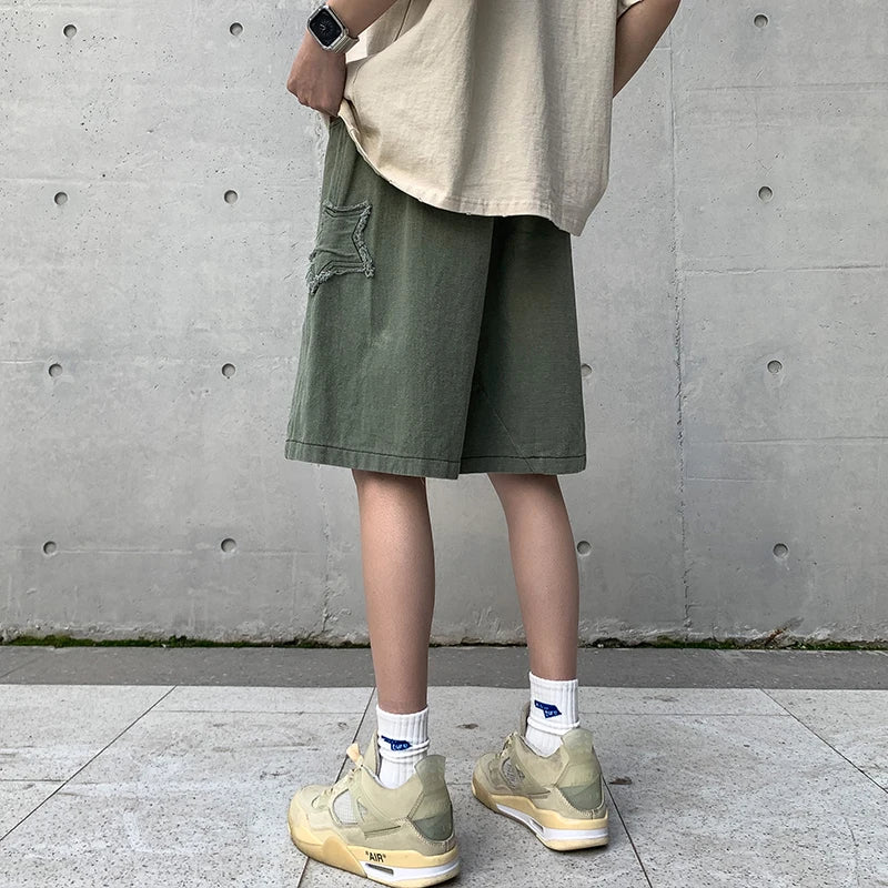 Threebooy Shorts Men Loose spodenki meskie Vintage Denim Summer Basic SimpleHot Sale High Waist Leisure Ulzzang Streetwear Chic Short