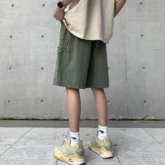 Threebooy Shorts Men Loose spodenki meskie Vintage Denim Summer Basic SimpleHot Sale High Waist Leisure Ulzzang Streetwear Chic Short