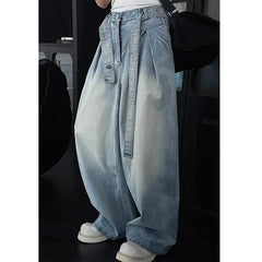 Threebooy  Mens Loose Fit Washed Wide Leg Jeans man baggy Floor Dragging Casual Streetwear Denim Pants  Trending Fashion High Quality