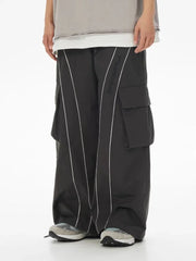 Threebooy Baggy Wide Leg Cargo Pants Men Oversize gray Cargo Trousers Male Loose Casual Sweatpants Streetwear Hip Hop