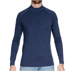 Threebooy Merino Wool Men's 1/2 zip thermal Top T Shirt Long Sleeve Breathable shirt Soft 200GSM Thermal Moisture Wicking for Hiking