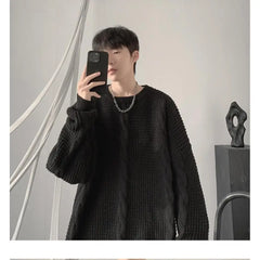Threebooy Twist Round Neck Sweater and Sweater for Men Trendy Brand Lazy Style Retro Top