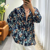 Threebooy Fashion Floral Shirt Summer New Thin See Through Shirts Outerwear Luxury Mens Clothing LGBT Casual Blouse Trendy Streetwear