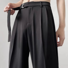 Threebooy Casual suit Pants Men's Autumn Japanese Light Luxury Draped Trousers Loose-fit Straight-leg Versatile Wide-leg Long Pants