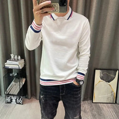 Threebooy  Mens Polo Shirts Tight With Collar Slim Fit Male Sweatshirts High Quality Pullover Quotes Tops Fashion Trends Emo Original
