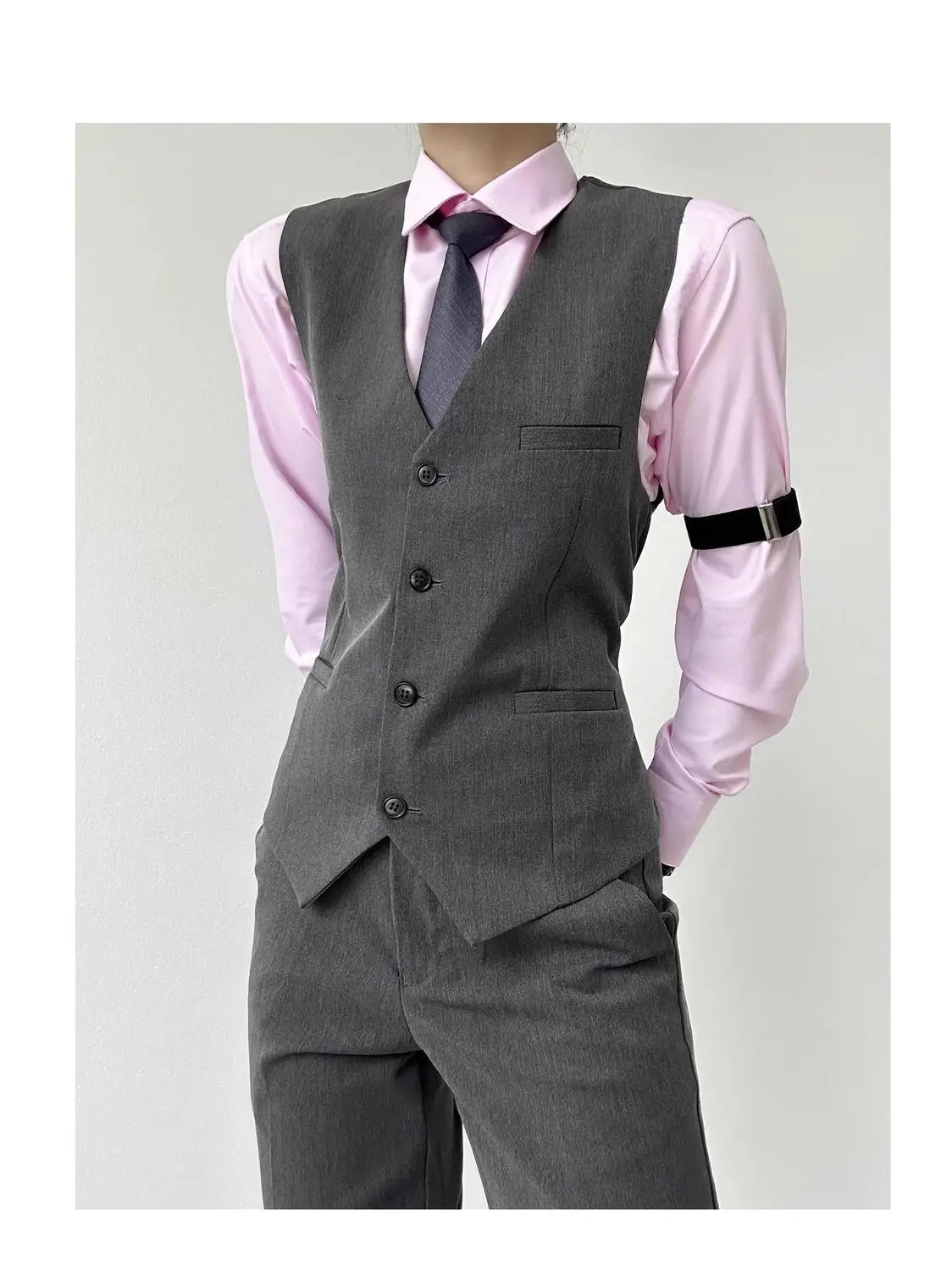 Threebooy High-end Black Gray Suit Vest Fashion Men Women Same Neutral Style Slim Business Casual Blazer Vest Urban Streetwear