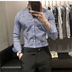 Threebooy  Spring Autumn Fashion Style Harajuku Slim Fit Tops Loose Casual All Match Shirt Korean Style Pointed Collar Printed Blusa