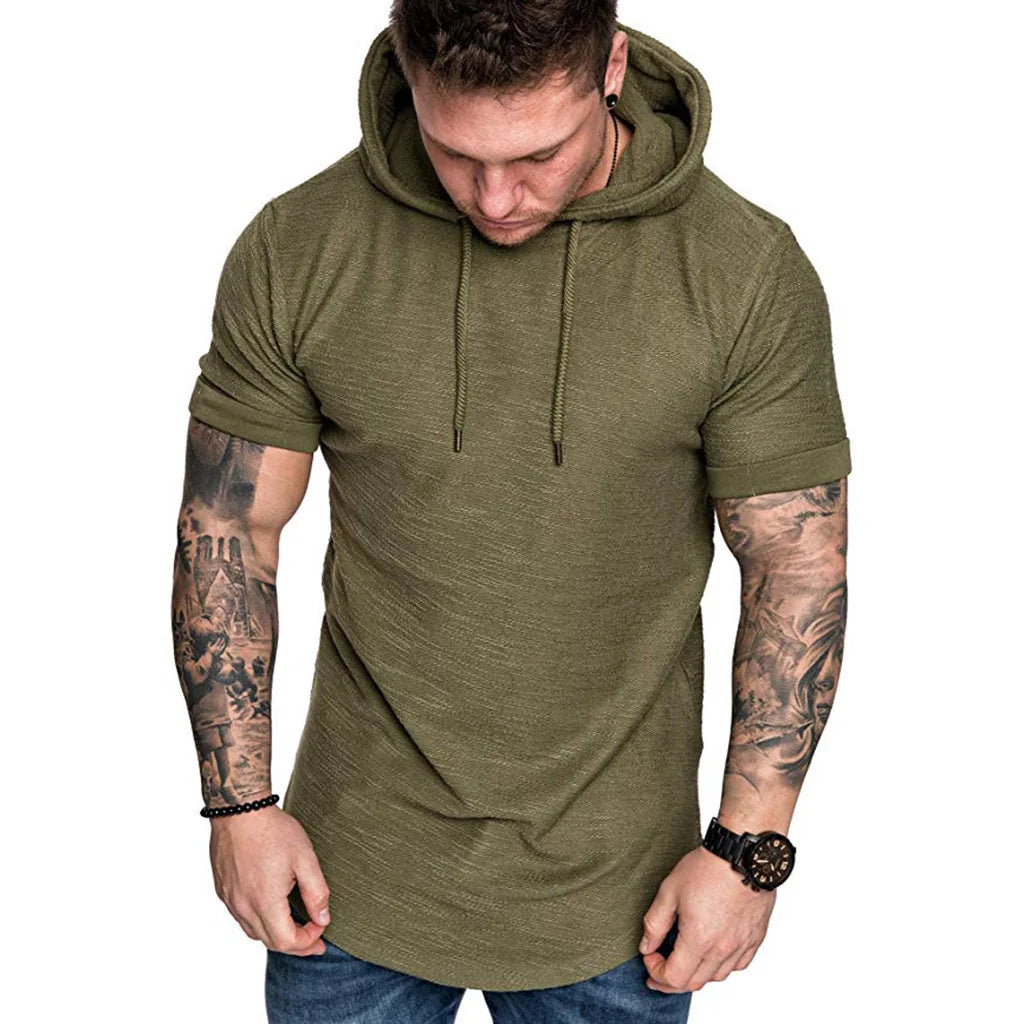 Threebooy New Mens Hoodies Sweatshirts Short Sleeve Men Hoodies Sweatshirt Casual Solid Color White Man Hoody for Male Hooded