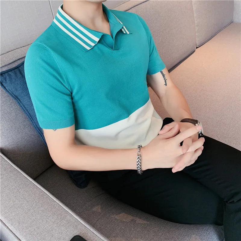 Threebooy Brand Clothing Men Summer Leisure Short Sleeve Polo Shirts/Male Slim Fit Match Colors Knitting Polo Shirts Plus Size S-3XL