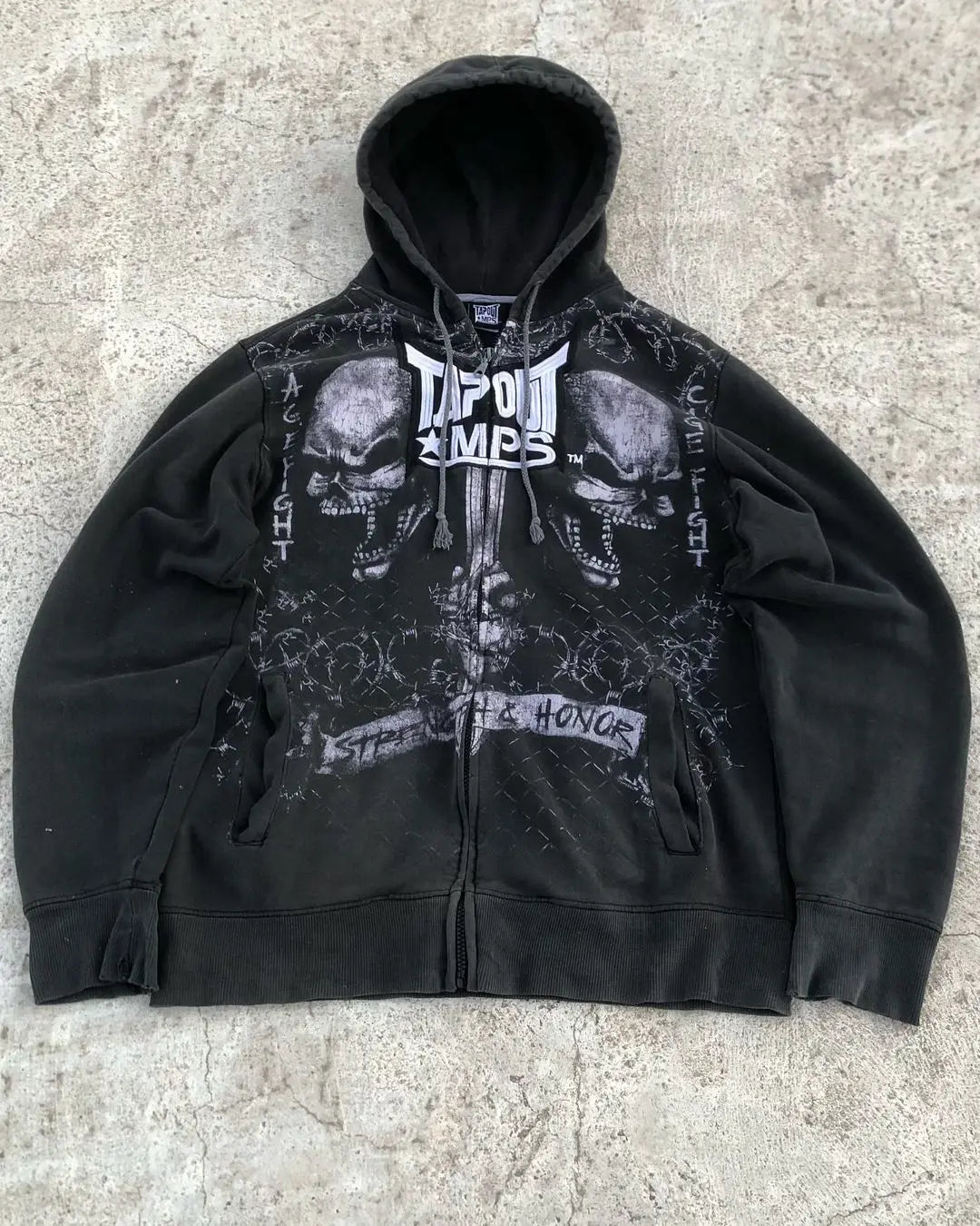 Threebooy Oversized Black Hoodies Sweatshirt Clothes Tapout Zip Hoodie Mens Womens Y2K Gothic Retro Graphic Letter Tops Streetwear