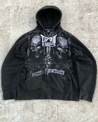 Threebooy Oversized Black Hoodies Sweatshirt Clothes Tapout Zip Hoodie Mens Womens Y2K Gothic Retro Graphic Letter Tops Streetwear