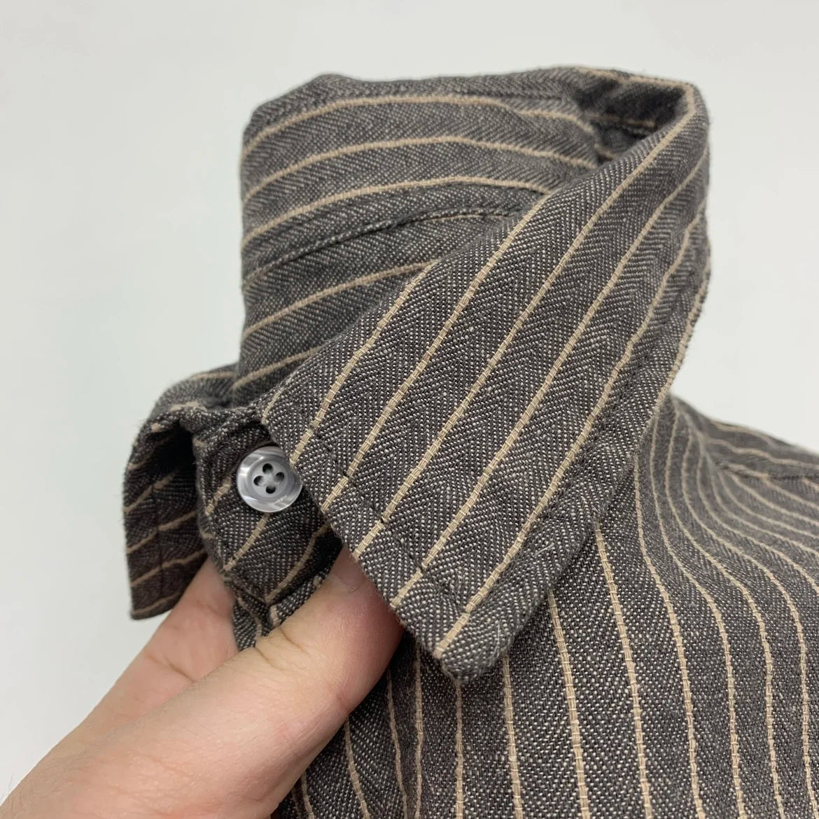 Threebooy  Autumn Cotton Linen Striped Shirt For Men American Retro Breathable Workwear Tops Simple Long Sleeved Loose Cargo Shirt Jacket