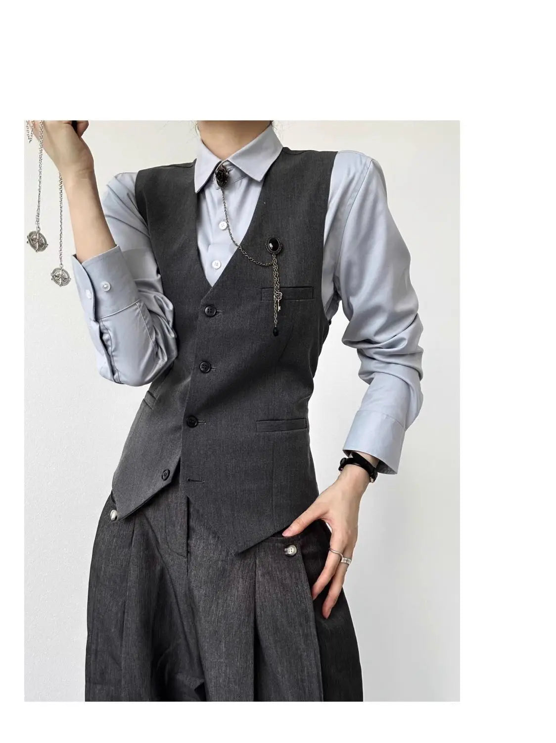 Threebooy High-end Black Gray Suit Vest Fashion Men Women Same Neutral Style Slim Business Casual Blazer Vest Urban Streetwear