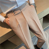 Threebooy Men's Suit Pants Formal Pants High Quality Solid Color Business Fashion Casual Slim Fit Ankle Trouser Men's Clothing Dress Pants