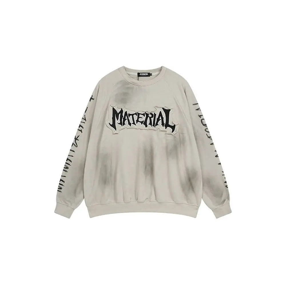 Threebooy  American Large-size Lazy Shirt Embroidered Round Neck Sweatshirt Men Women Ne Autumn Winter Retro Gothic Top Hip Hop Streetwear