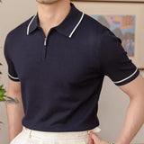 Threebooy Summer Men Short Sleeve Polo Shirts Casual  Lapel Splicing T-shirts High Quality Contrast Color Tee Tops Business Men