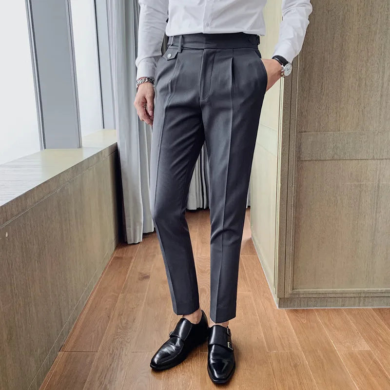 Threebooy  Brand Clothing Fashion Spring High Quality Slim Fit Business Suit Pants/Male White Black Leisure Dress Trousers 29-36