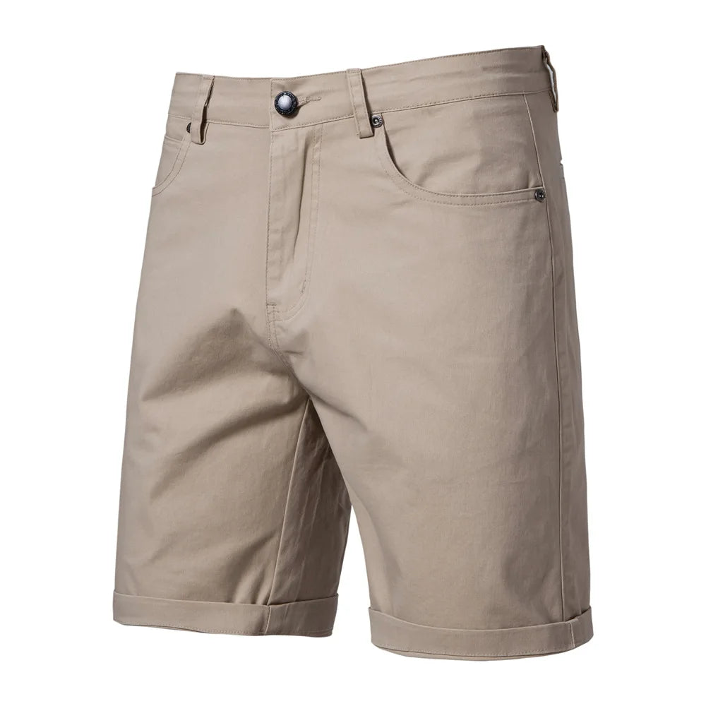 Threebooy Men's Summer Slim-fit British Shorts Light Luxury Stylish Popular Clothes Leisure Cargos Streetwear Button-down Half-pants 30-38