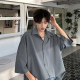 Threebooy Summer Short Sleeved Shirt Men Fashion Oversized Casual Shirt Men Streetwear Korean Loose White Shirts Mens Formal Dress Shirt