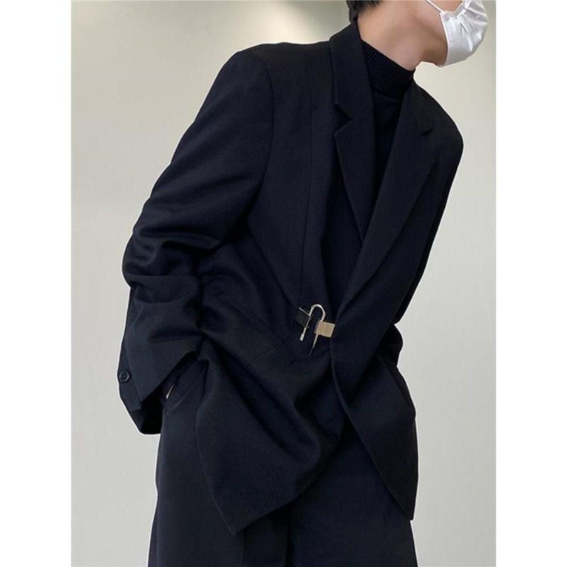 Threebooy Casual Suit Jacket Men's Spring Summer Blazers Solid Color Long Sleeves Turndown Collar Pockets One Button Tops Jackets