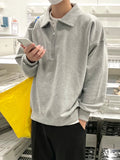 Threebooy Lapel Sweatshirts Men Casual Pullover Korean Fashion Loose Half Zipper Long Sleeve Sweatshirts Mens Hoodies Top Clothes N102