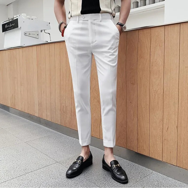 Threebooy Spring and Summer New Suit Pants Nine Minutes Pants Korean Slim Men's Business Casual Pants Men's Trousers Men Trousers 36