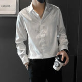 Threebooy Korean Fashion Casual Loose Solid Shirts Temperament Man Simplicity Turn-down Collar Handsome Spring Summer Thin Men's Clothing