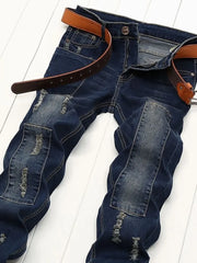 Threebooy  Autumn and Spring New Fashion Trend American Vintage Straight Leg Jeans Men's Casual Comfortable Sports High Quality Pants