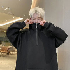Threebooy  White Solid Oversize Male Hoodie Luxury Sweat Shirt Clothing Deals Streetwear Korean Style Pastel Color Men's Hooded Sweatshirt