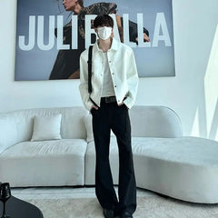 Threebooy American Street High-end Coat Trendy Leather Jacket Korean Elegant 2025 Spring Men's New PU Lapel Slim Loose Jacket Aesthetic