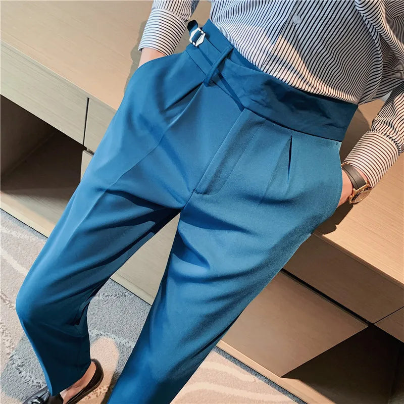 Threebooy British Style Business Casual Slim Fit Men Dress Pants Formal Wear Fashion All Match Straight Office Trousers Gentlemen 29-36