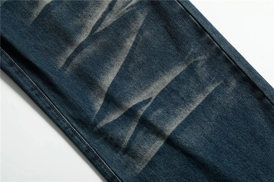 Threebooy Patchwork Design Jeans Mens Streetwear Punk Y2k Jeans Trousers Men Harajuku Vintage 2025 New Baggy Wide-leg Denim Pants Male