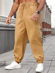 Threebooy  plus Size Men's Workwear Trousers Casual Street Style Suitable for Daily Outings Loose Fit Cargo Pants