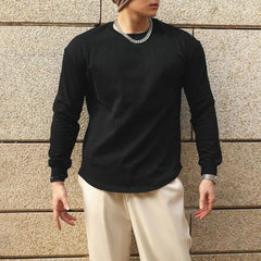 Threebooy Sports Long-Sleeve T-Shirt Round Neck Solid Color Slim Fit Elastic Bottoming Shirt Autumn New Trend Fitness Training Top