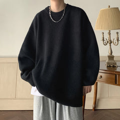 Threebooy Winter Sweater Men Warm Fashion Solid Knitted Pullover Men Oversized Korean Loose Round Neck Sweater Mens Jumper Clothes M-2XL