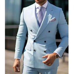 Threebooy  Classic Summer Men's Suit 2PCS for Wedding Formal Solid Suit Including Jacket Pants for Party Classic Occasion Clothing Men Suit