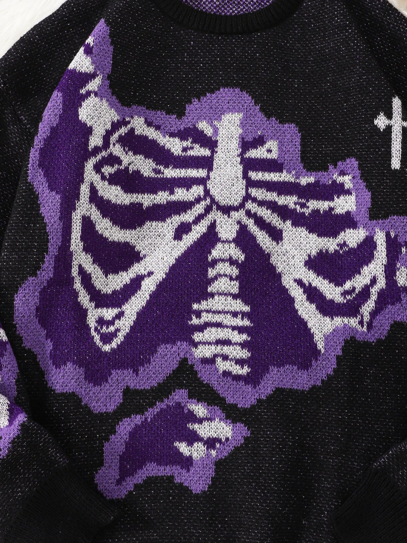 Threebooy  New Popular Spring and Autumn Bone-Shaped Butterfly Jacquard Pattern Pullover Sweater Casual Round Neck Contrast Color Knitted m