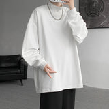 Threebooy Autumn Winter Stand Collar T Shirt Men Oversized Casual T-shirt Men Streetwear Korean Loose Long Sleeve T-shirt Mens Top M-3XL