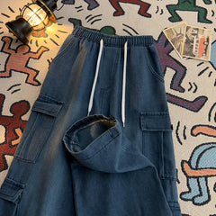 Threebooy  Fashionable Loose Straight Wide-leg Workwear Trendy Hip-hop Washing Jeans Spring Summer American Oversize Retro Trousers Chic