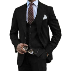 Threebooy  Men's linen suit 3 pieces Blazer Vest And Pants set solid color formal business suits high end men's clothing Summer beach