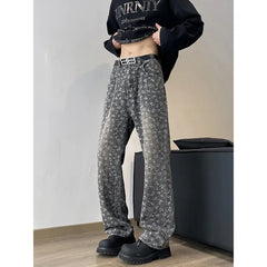 Threebooy Spring Casual Jeans Men Straight Jeans unisex Jacquard Denim Pants Trousers Slim Fit Classic Cowboys Young Man Jeans