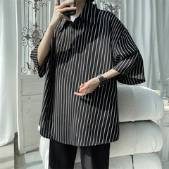 Threebooy Told Tale Male Simple Stripe Polo Shirt Men Clothing Loose Casual Men's Shirts Summer Male Short Sleeve Shirts Pullover