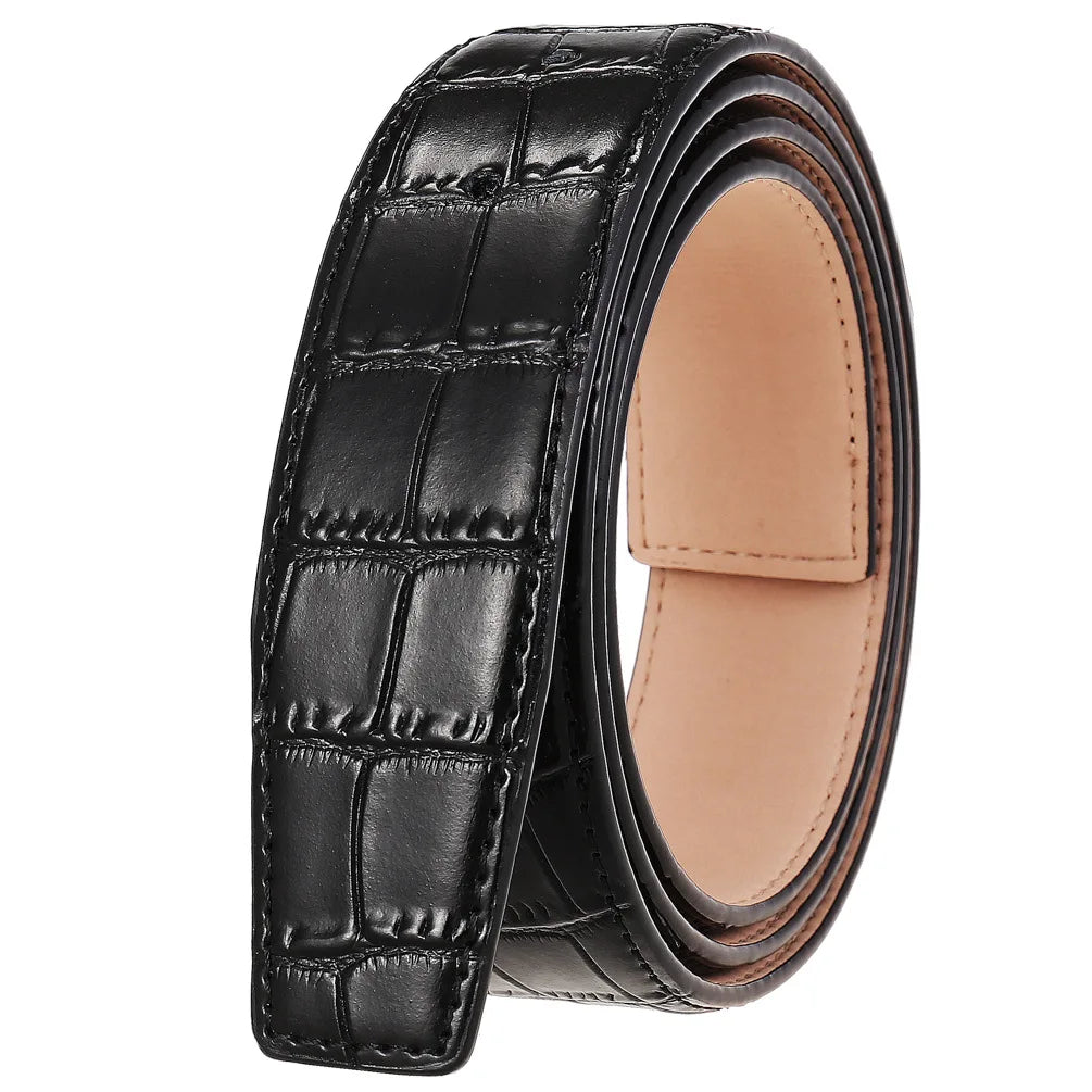 Threebooy  New Fashion Belt Green 3.5cm Automatic Belt Classic Fashion Personality Pin Buckle Holes Belt No Buckle