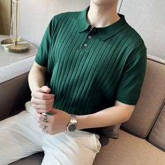 Threebooy  New Trendy Slim Fit Polo Shirt for Men with Half Sleeves, Fold-over Collar, Ideal for Golf and Summer Casual Wear in Green