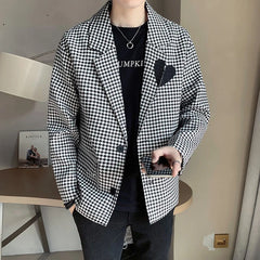 Threebooy men's High Quality Suit Jackets Plaid printing casual coats Lapel collar Fashion Blazers Western Clothes Clothing M-3XL